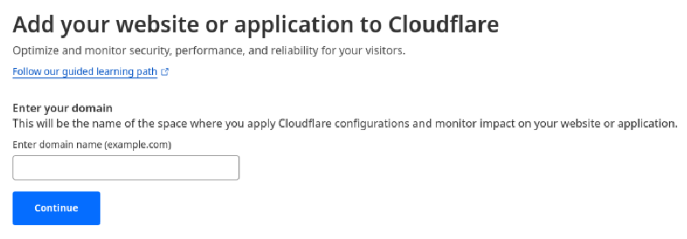 Adding a website to Cloudflare.