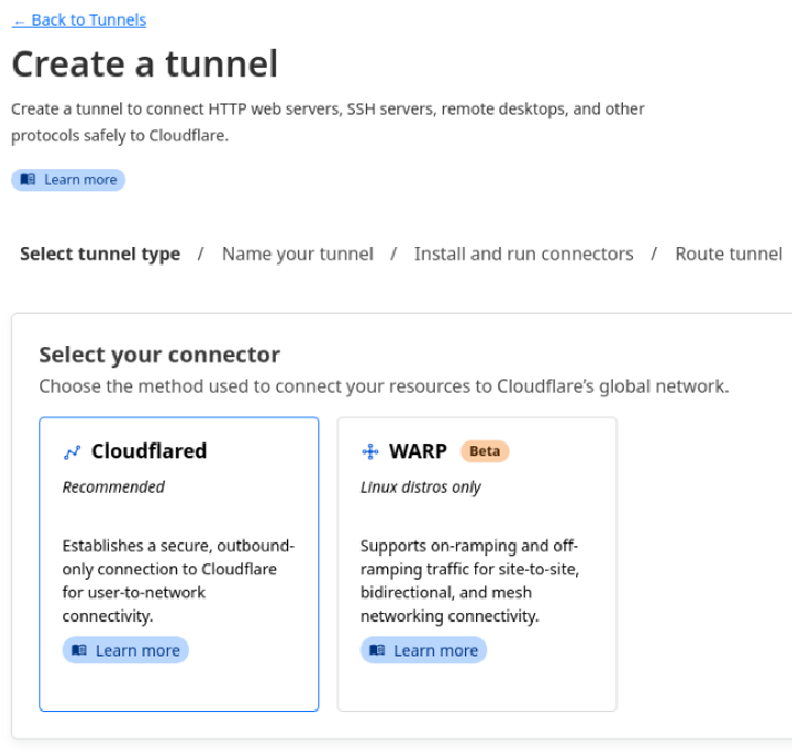 Choosing a connector type.