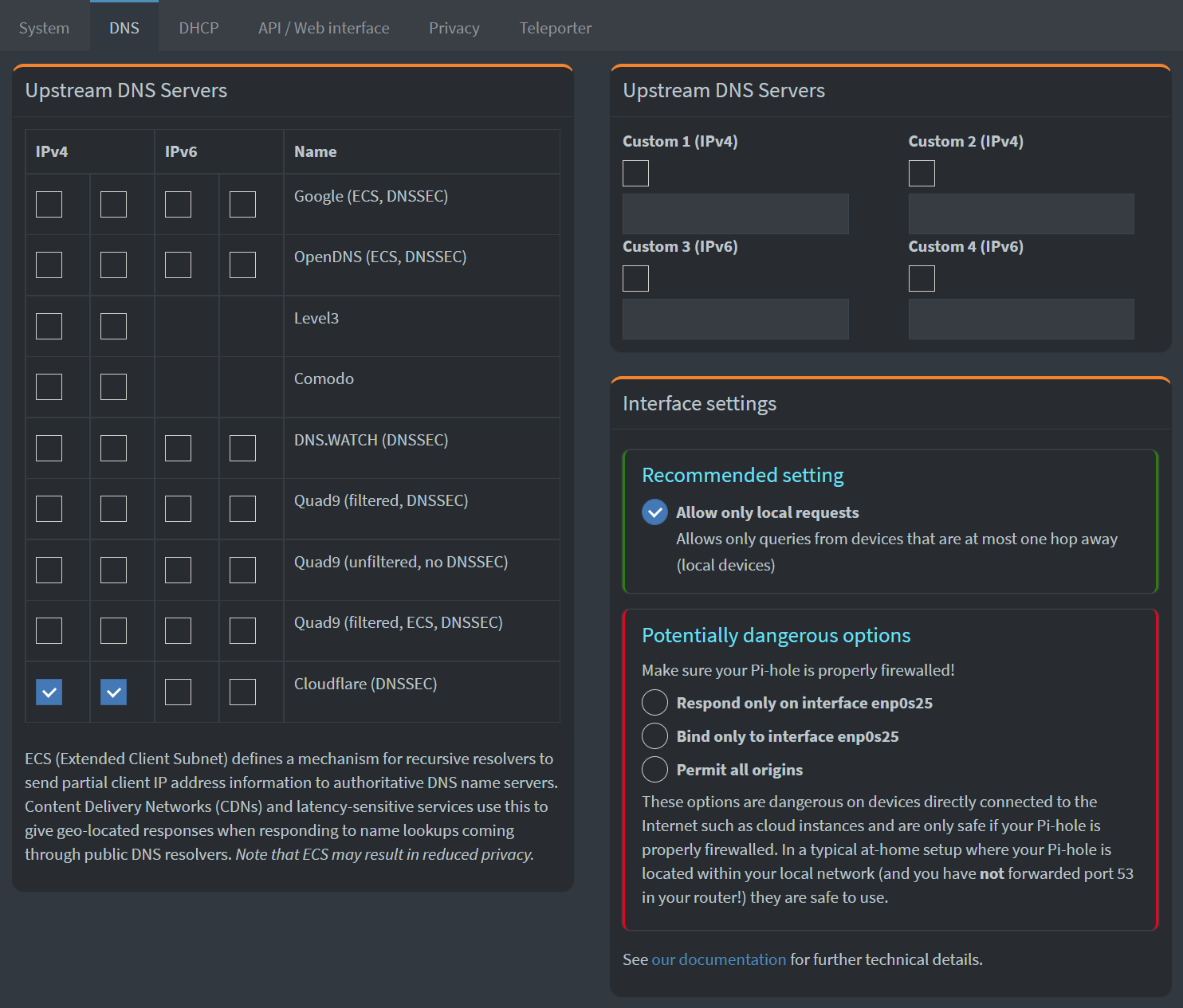 DNS settings.