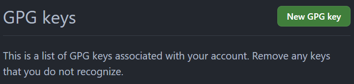 Adding GPG key in GitHub.