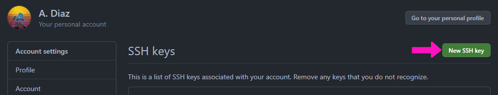 Adding SSH key in GitHub.