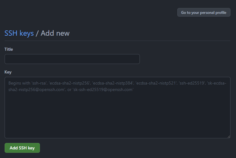 Adding SSH key in GitHub.