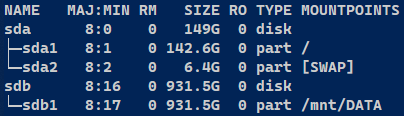 Output of lsblk with grep.