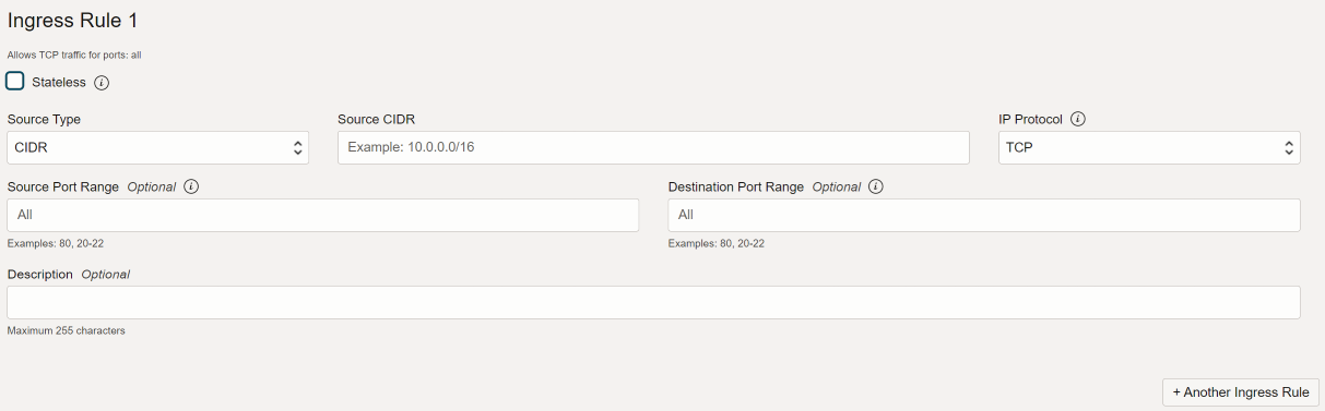 Adding an Ingress Rule to an OCI instance.