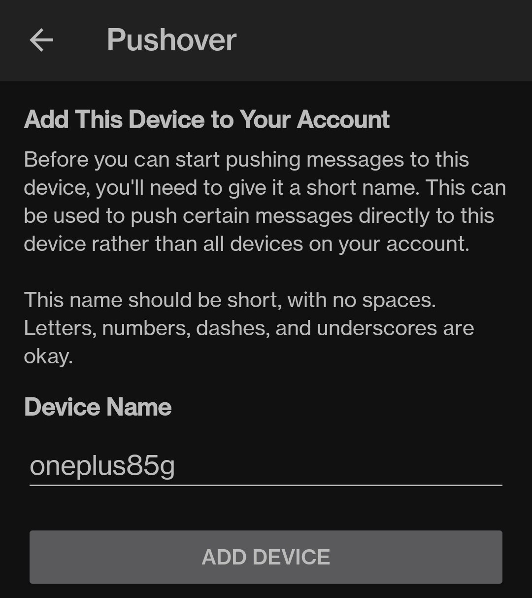 Naming device in Pushover mobile app.